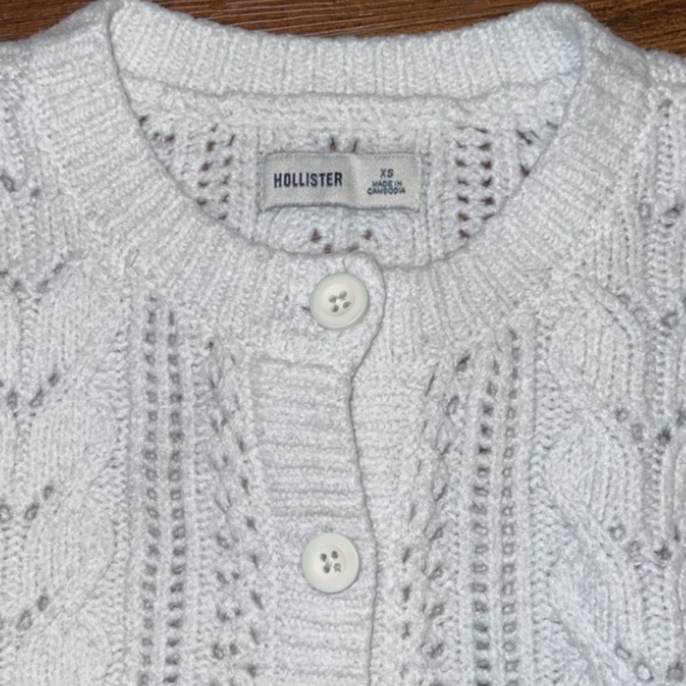 Hollister Y2K Light Blue Cable Knit Cropped Button Cottage Cardigan Size XS - Picture 9 of 10